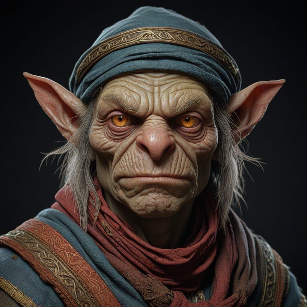 Goblin Pyromancer in Cyberpunk Portrait Style