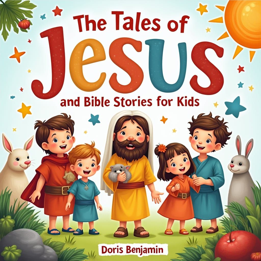 Colorful Children's Bible Storybook Cover Art