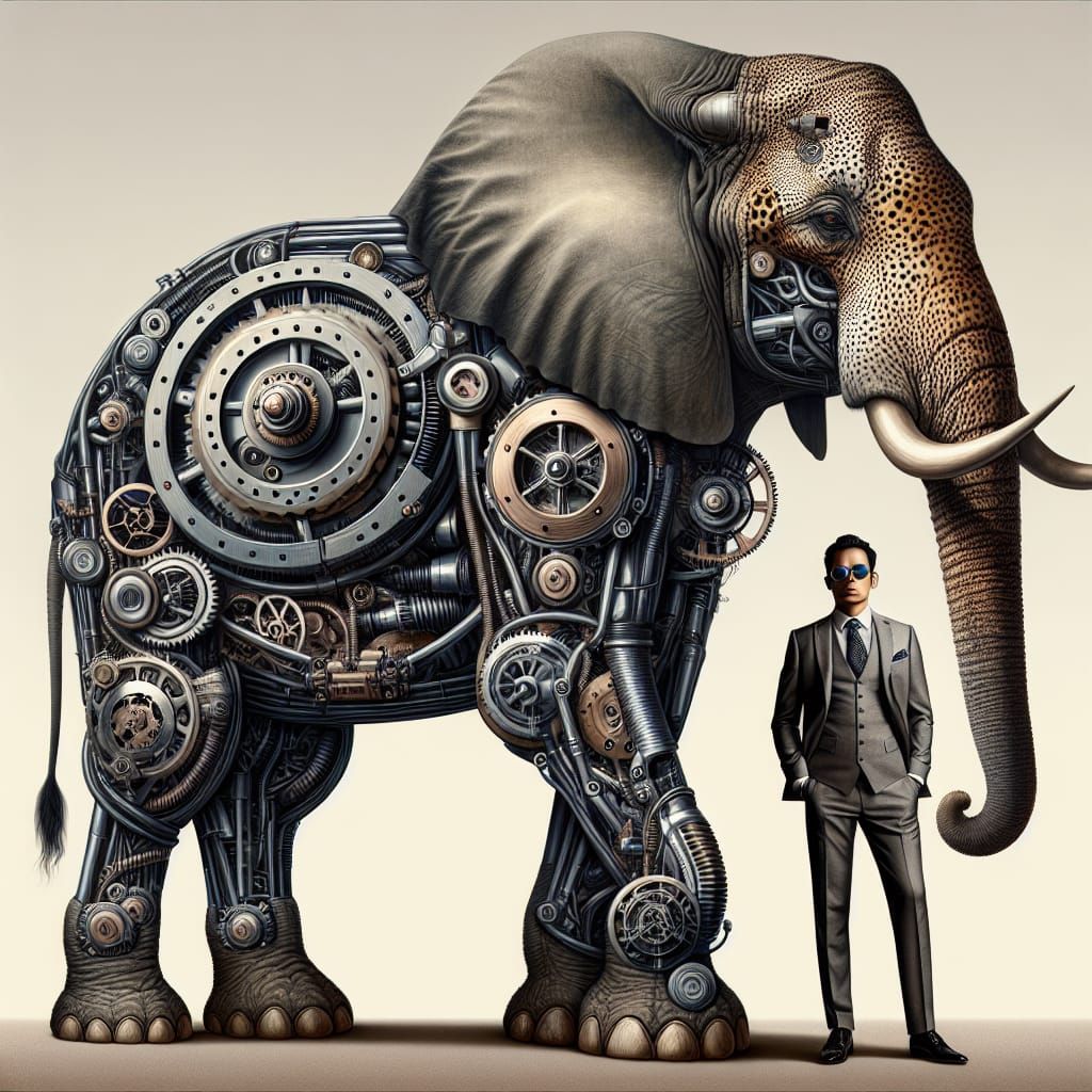 Mechanically-Enhanced Elephant in Dürer Style
