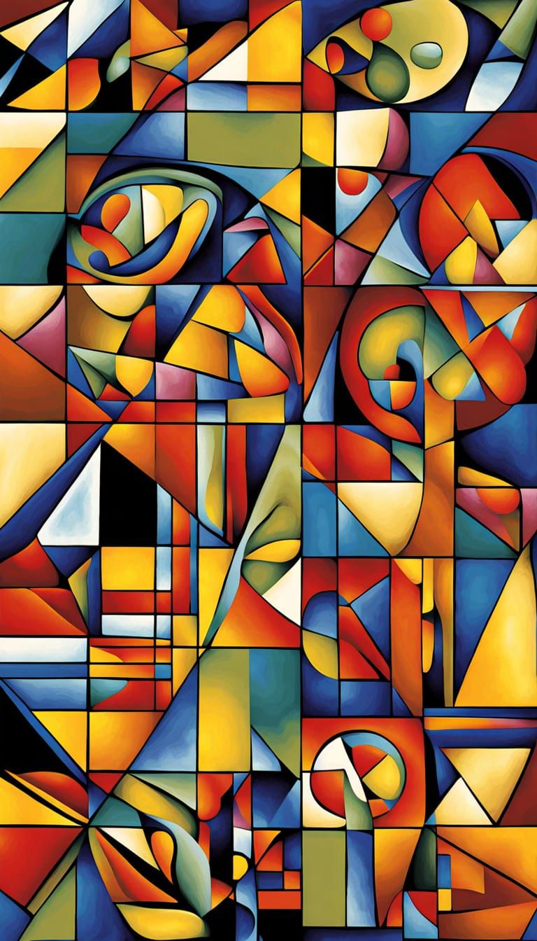 Neocubist Cat Family Illustrations in Diverse Styles