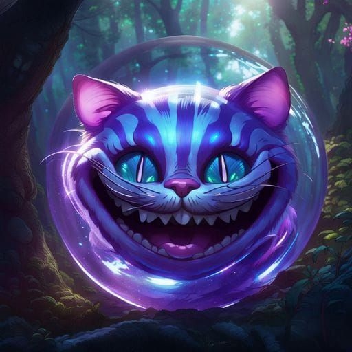 Cosmic Cheshire Cat in Orb, Hyperdetailed Art