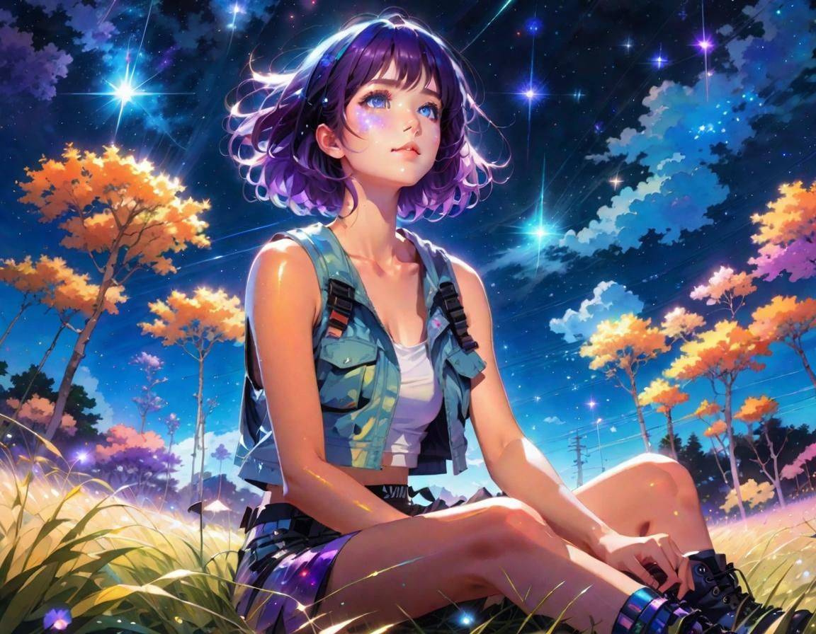 Cosmic Teenager in Starry Fantasy Dreamscape