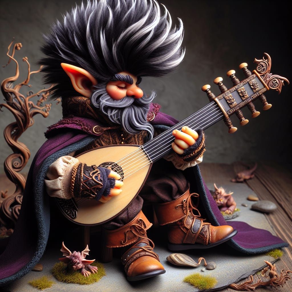 Gnome Bard Conjuring Creatures with Electric Lute
