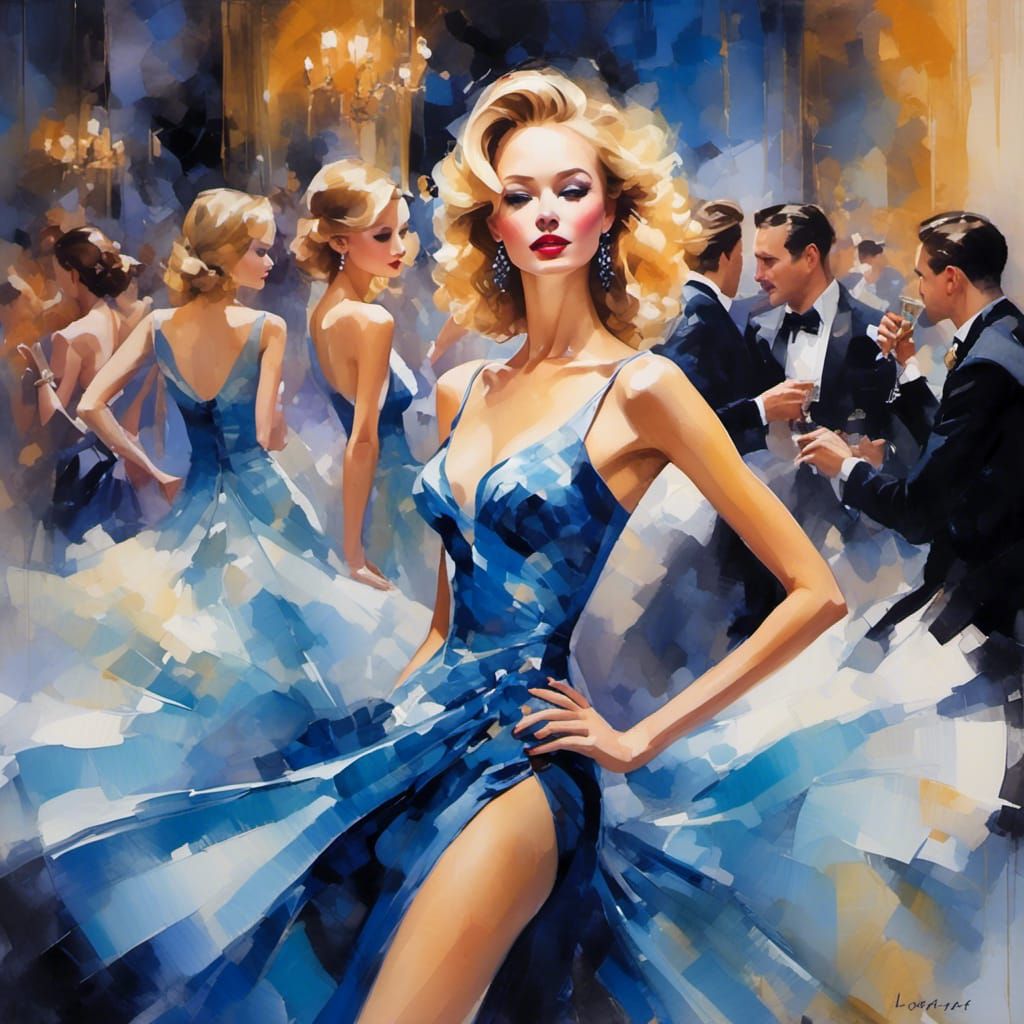 Art Deco Jazz Club Scene with Dancer