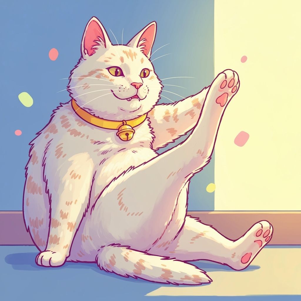 Playful Chubby Cat in Pastel Colors