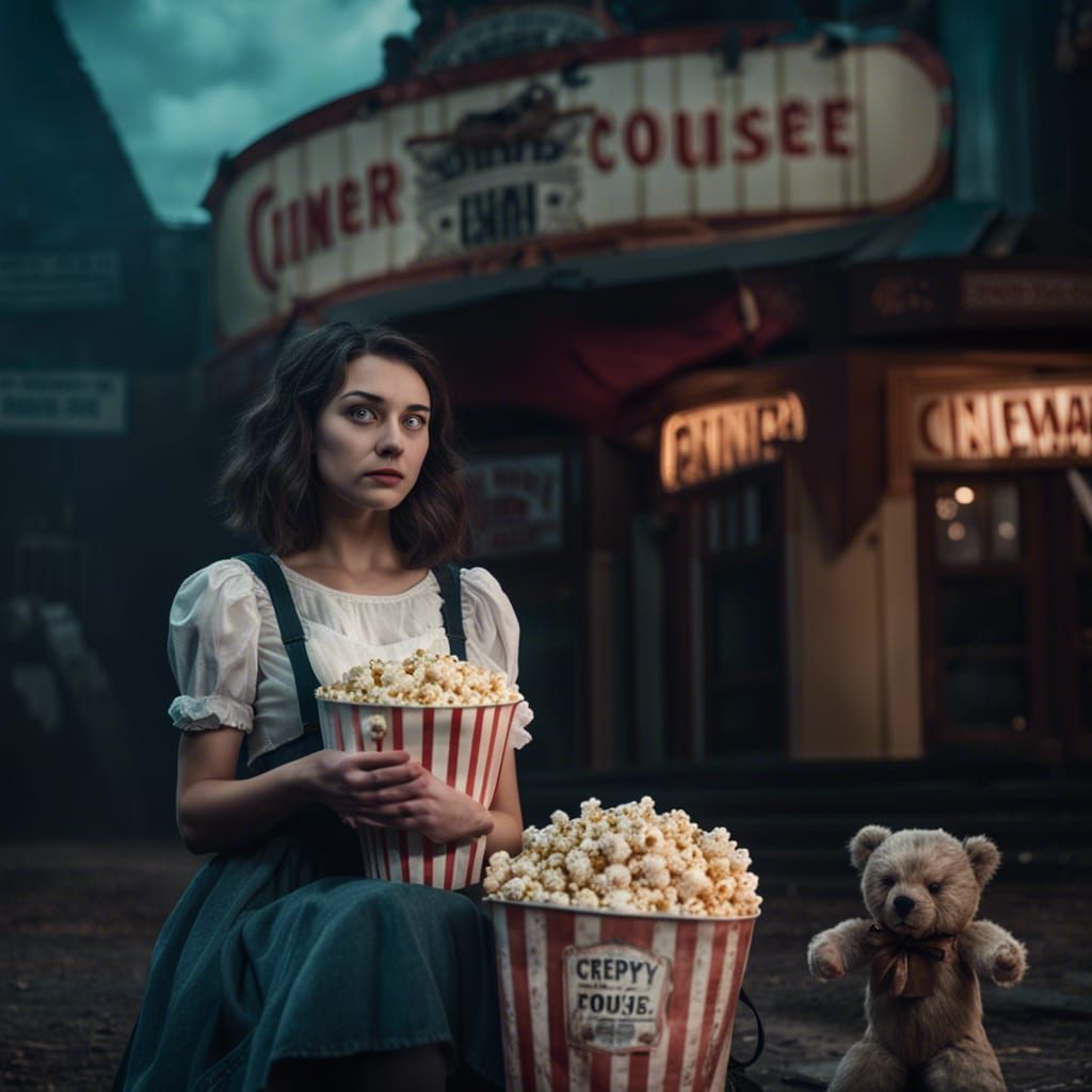 Creepy Cinema Scene with Fairytale Elements