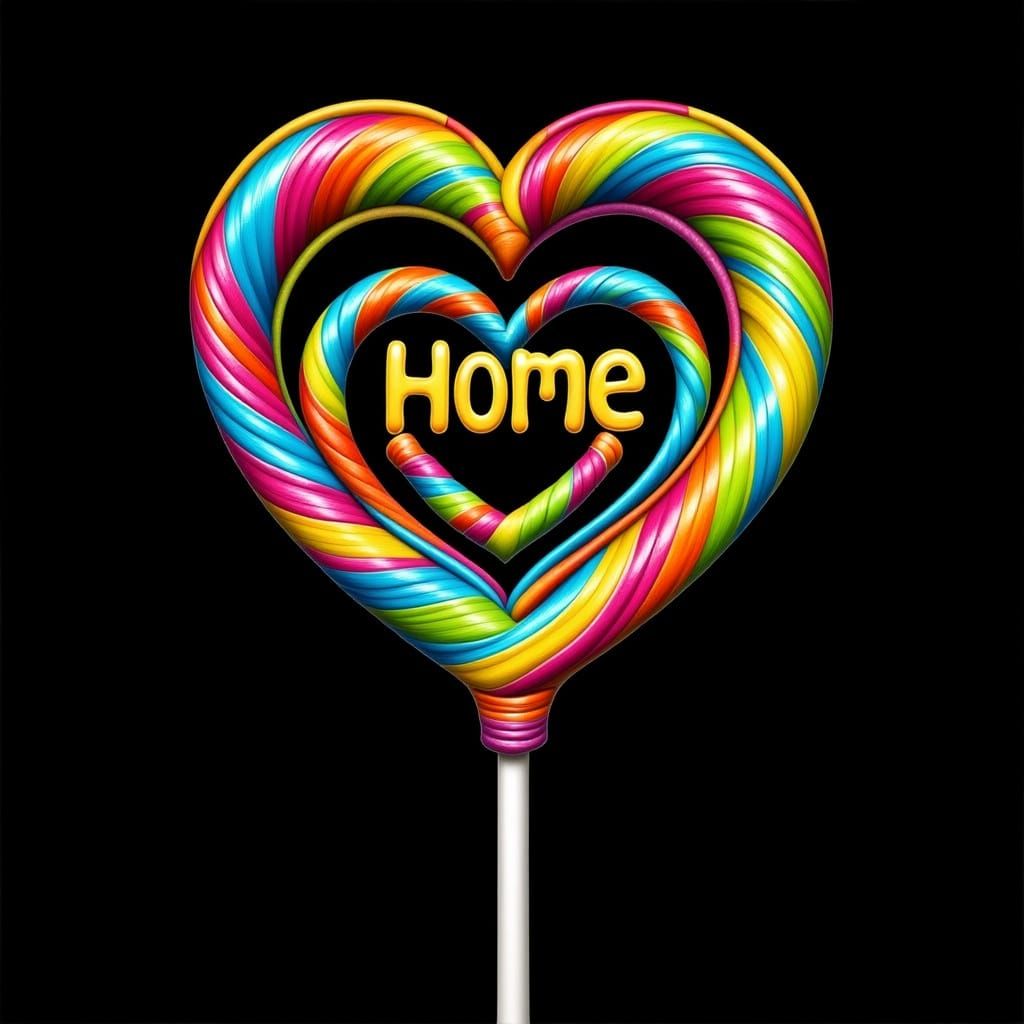 Spiraled Lollipop Spelling "Home" with Zentangle Elements