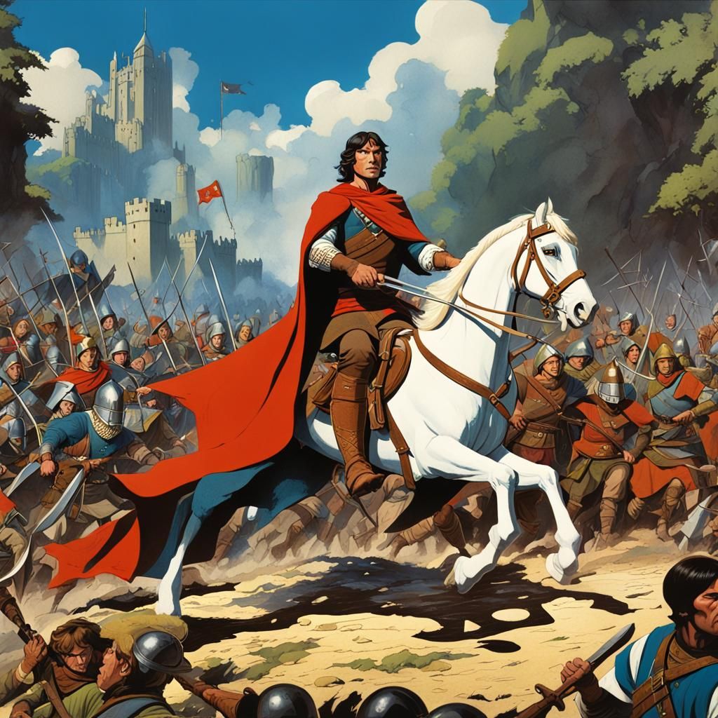 Prince Valiant in Battle: Detailed Matte Painting