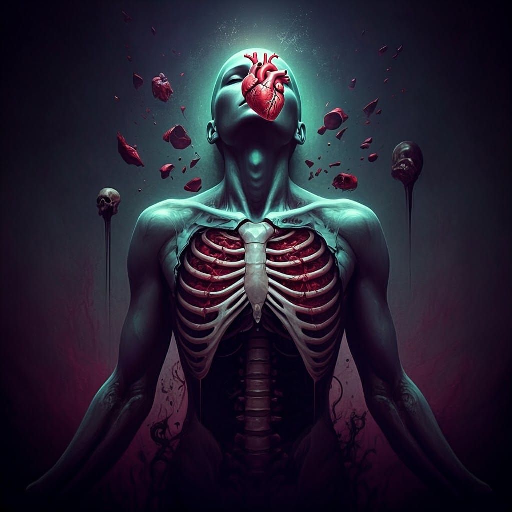 Ethereal Heart in Flight: A Surreal Biomechanical Dream