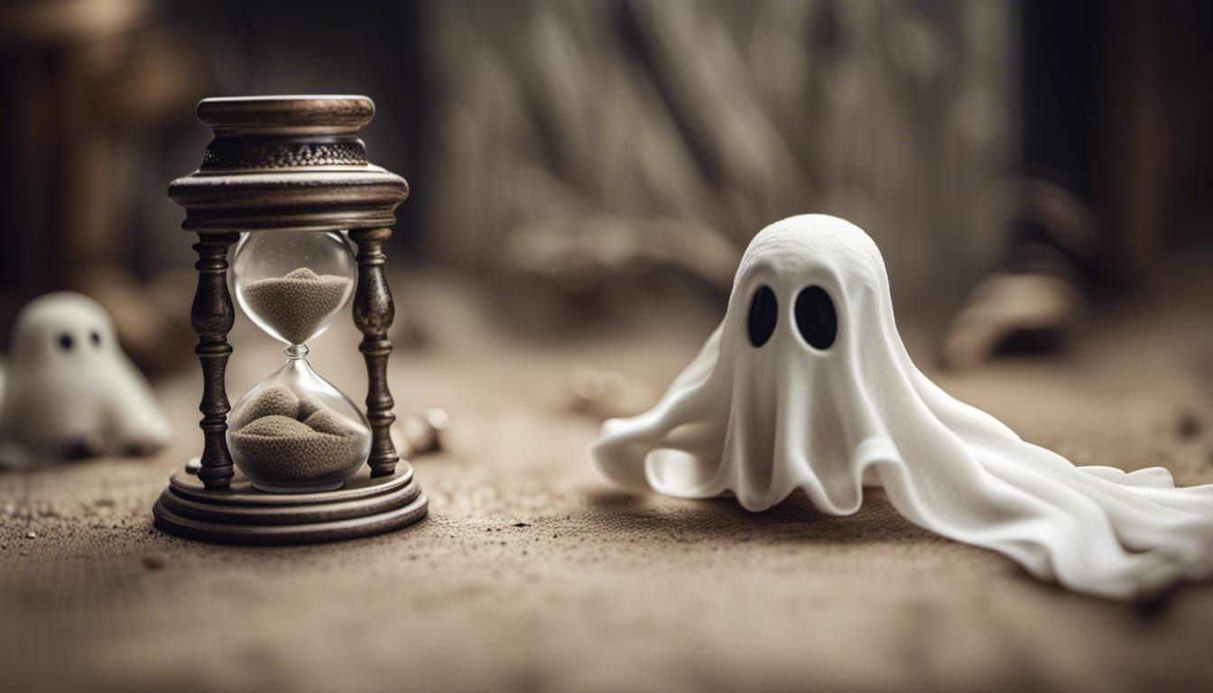 Tiny White Ghost in Haunted Castle Scene