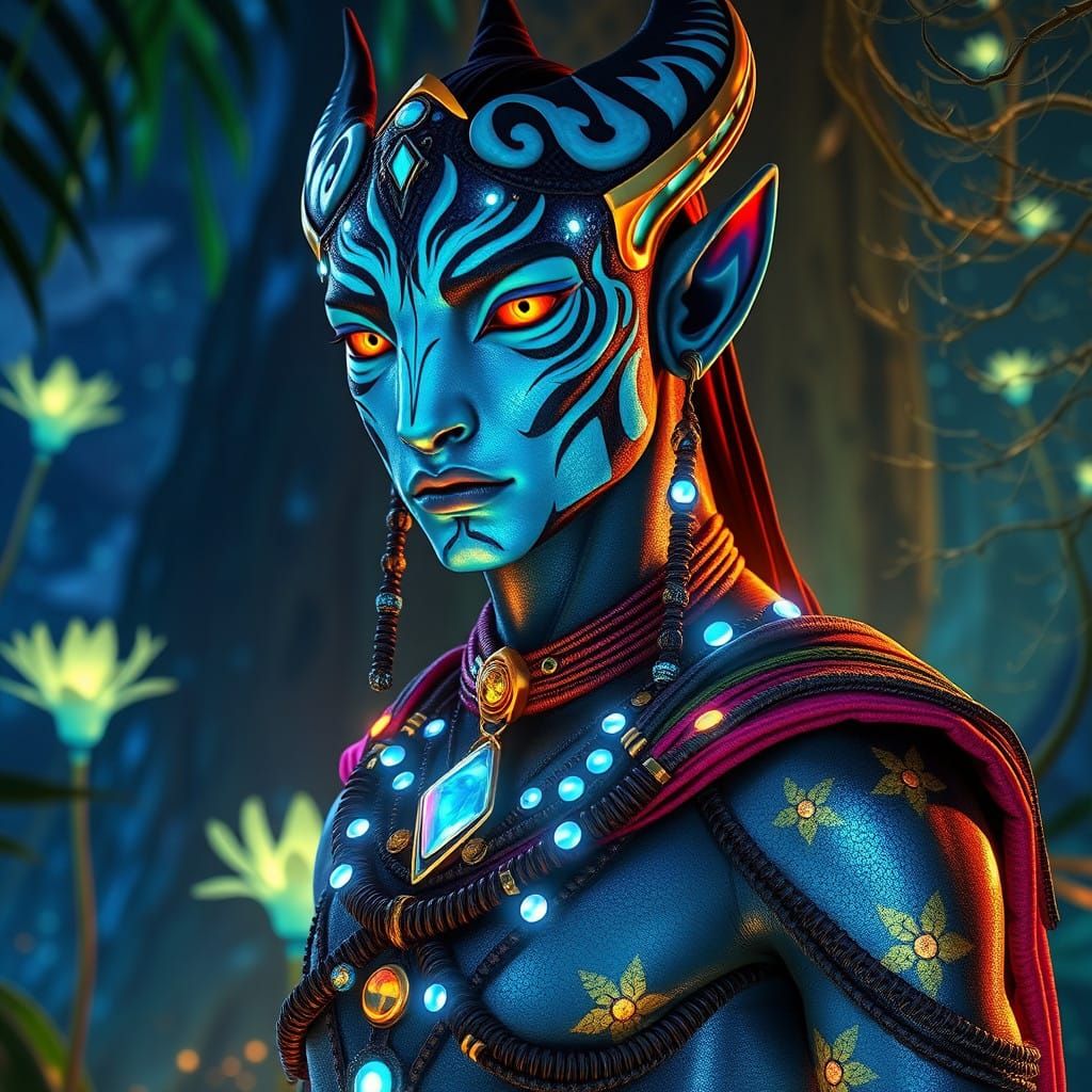 Ethereal Navi Male Amidst Pandora's Luminous Flora