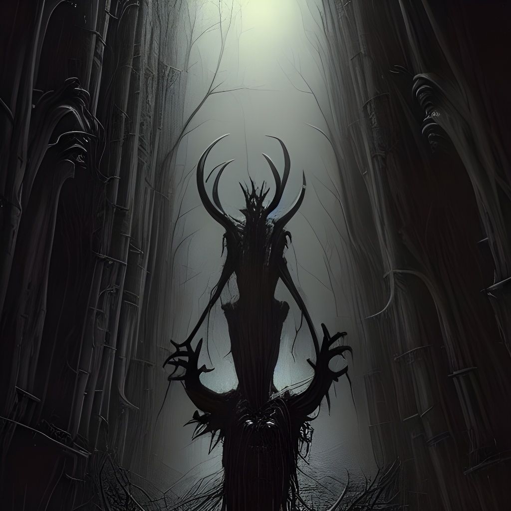 Creepy Wendigo Digital Matte Painting in Tenebrism Style