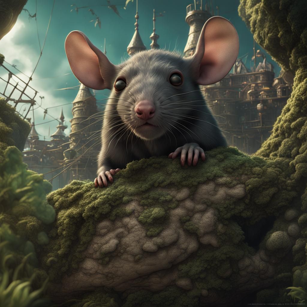 Green Rat Concept Art in Detailed Matte Painting