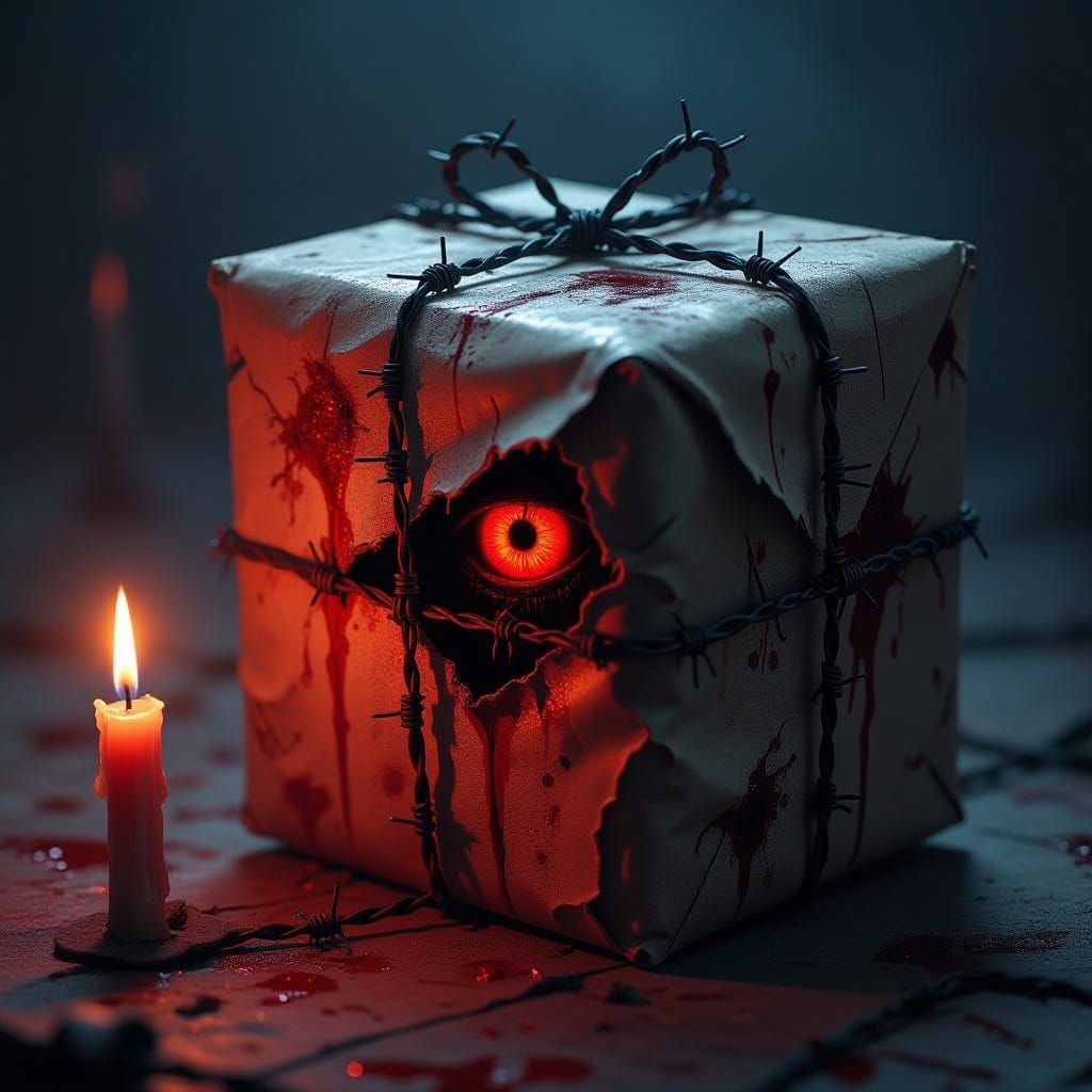 Gothic Horror Birthday Present With A Glowing Eye