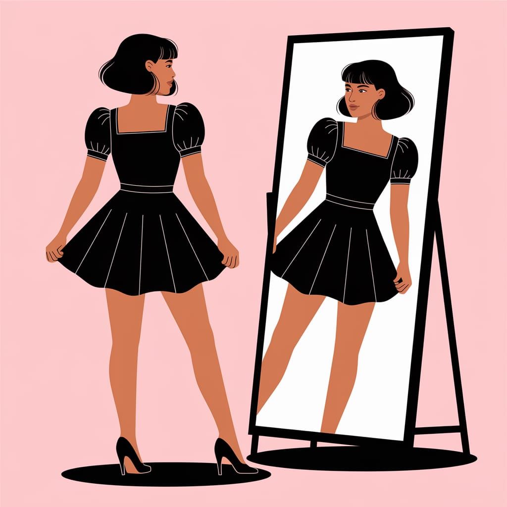 Young Man Crossdressing in a Mini Dress and Heels