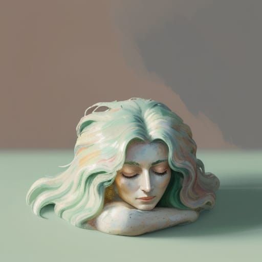 Enigmatic Woman's Portrait in Neo-Impressionist Style