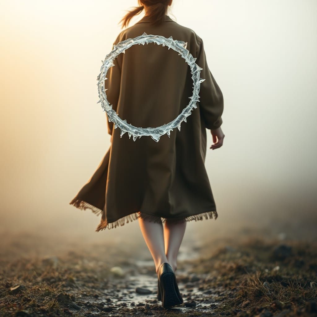 Woman in Misty Landscape with Ice Ring