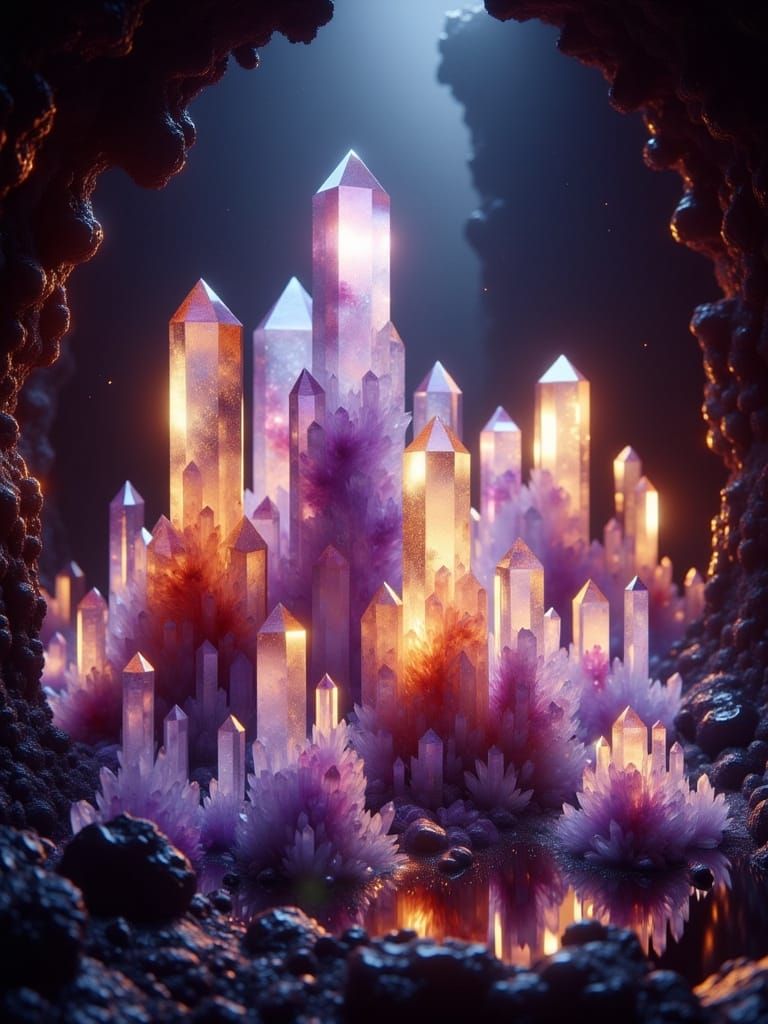 Magical Crystal Cavern with Chiaroscuro Lighting