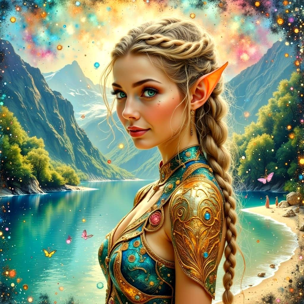 Ethereal Female Elf in Exquisite Leather Armour