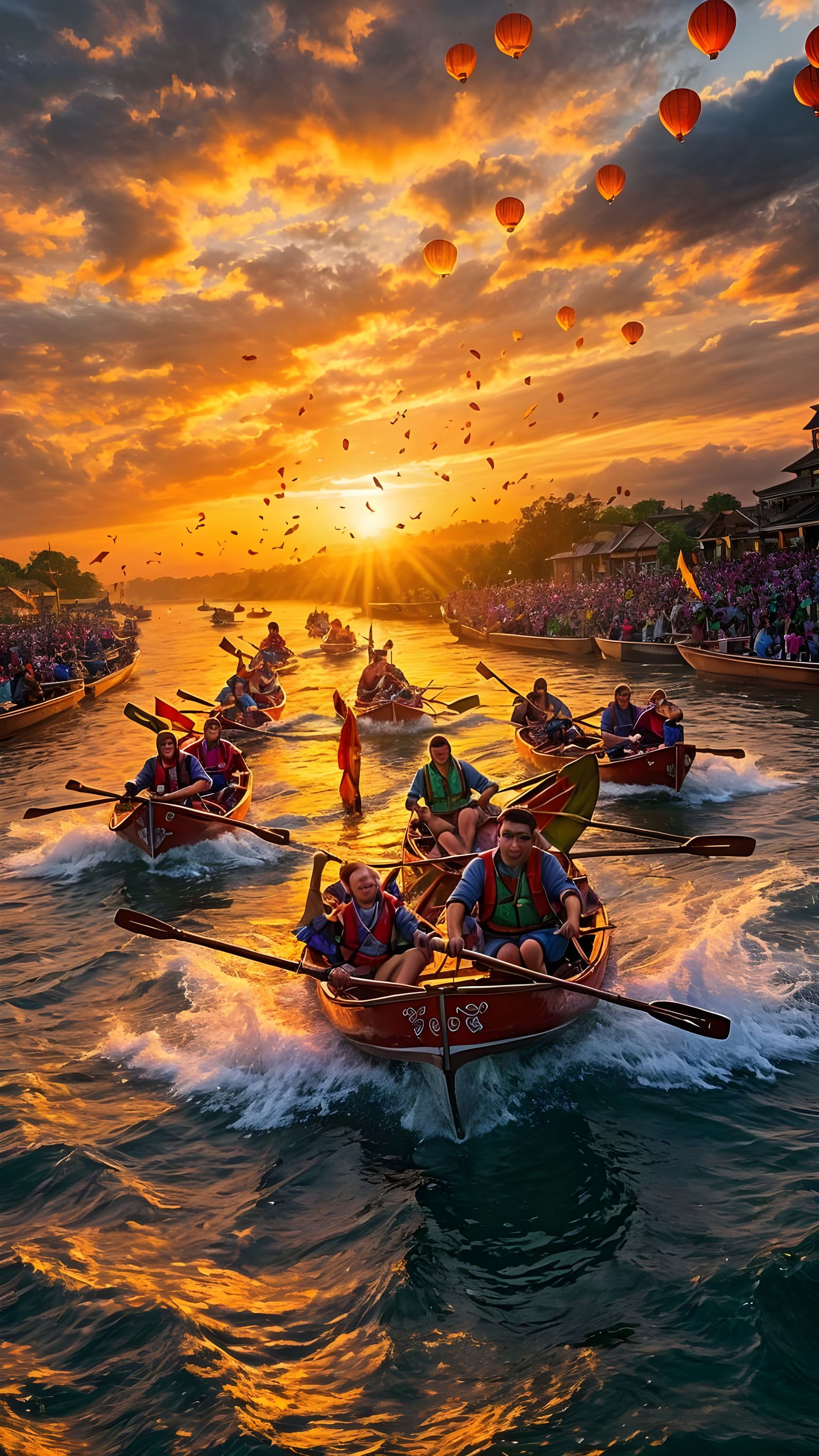 Dragon Boat Festival at Sunset: A Cinematic Still