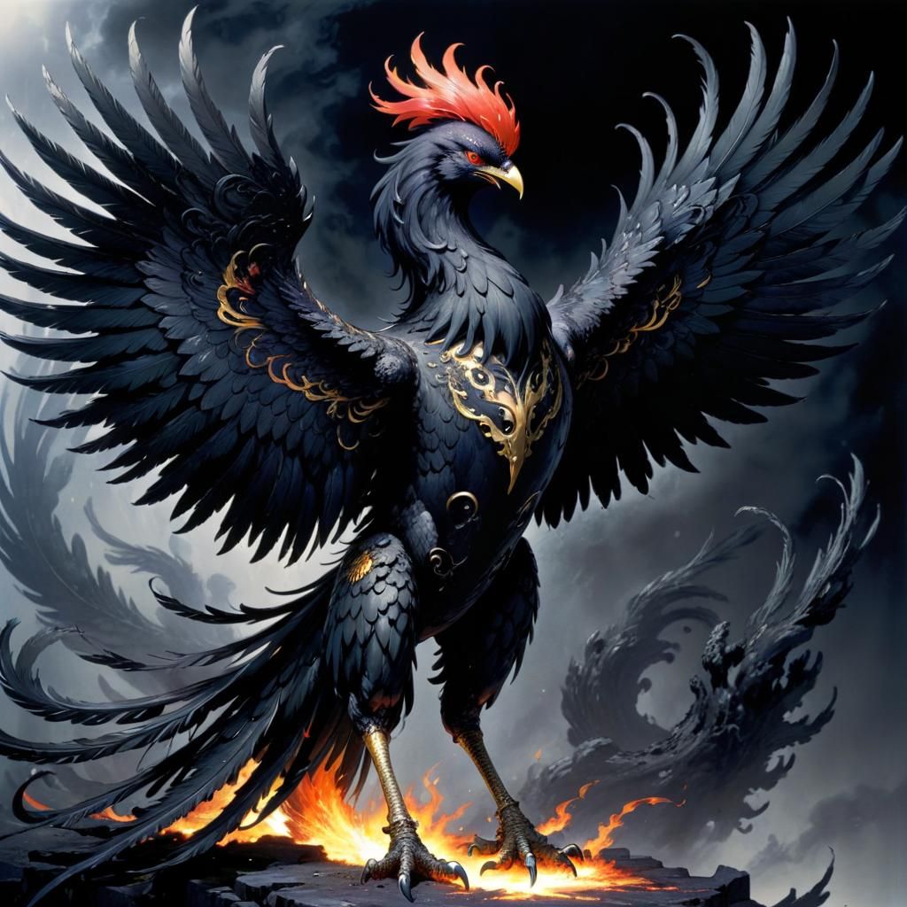 Black Phoenix in Flight: Japanese Fantasy Art