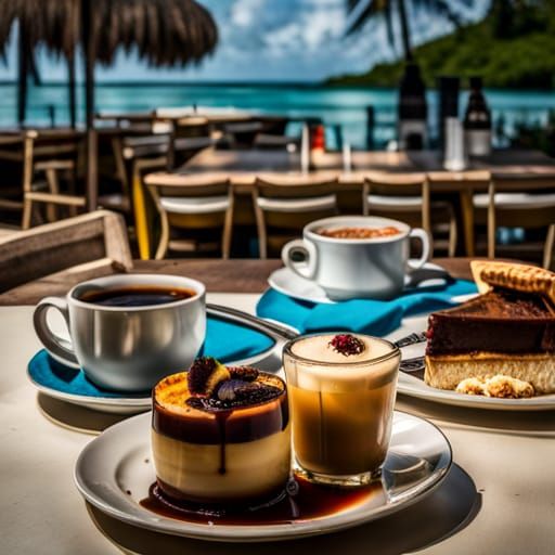 Vintage Havana Cafe with Flan Dessert