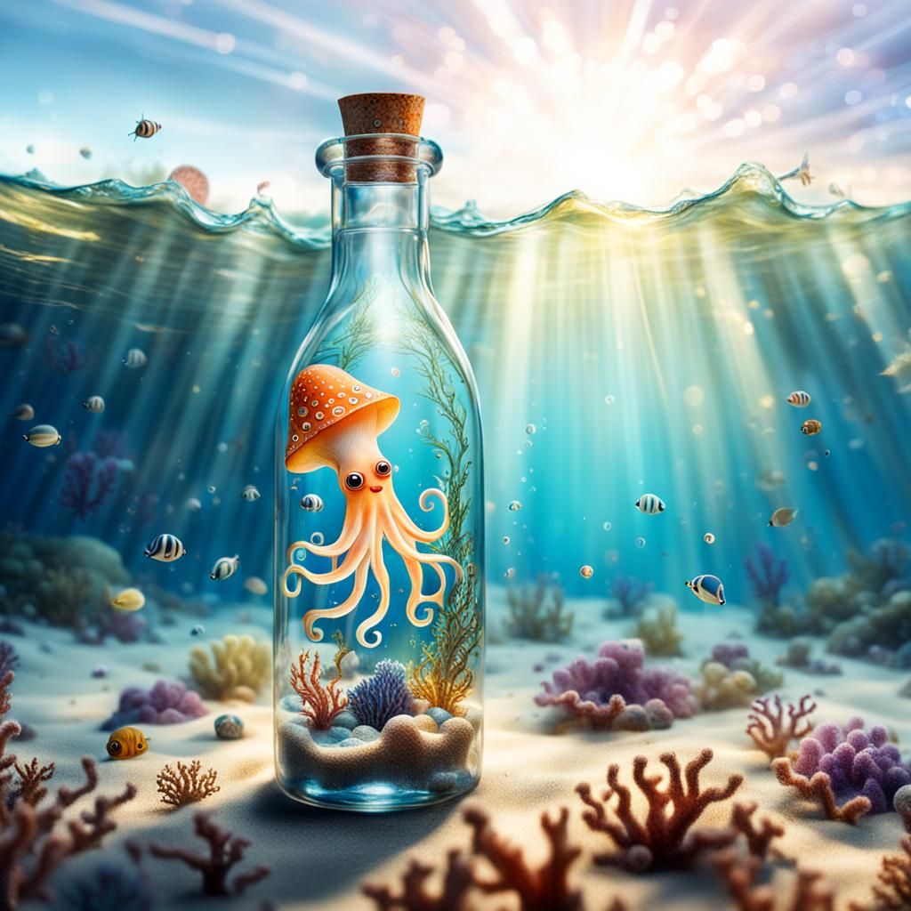 Squid in a Bottle: Ocean Floor Whimsy