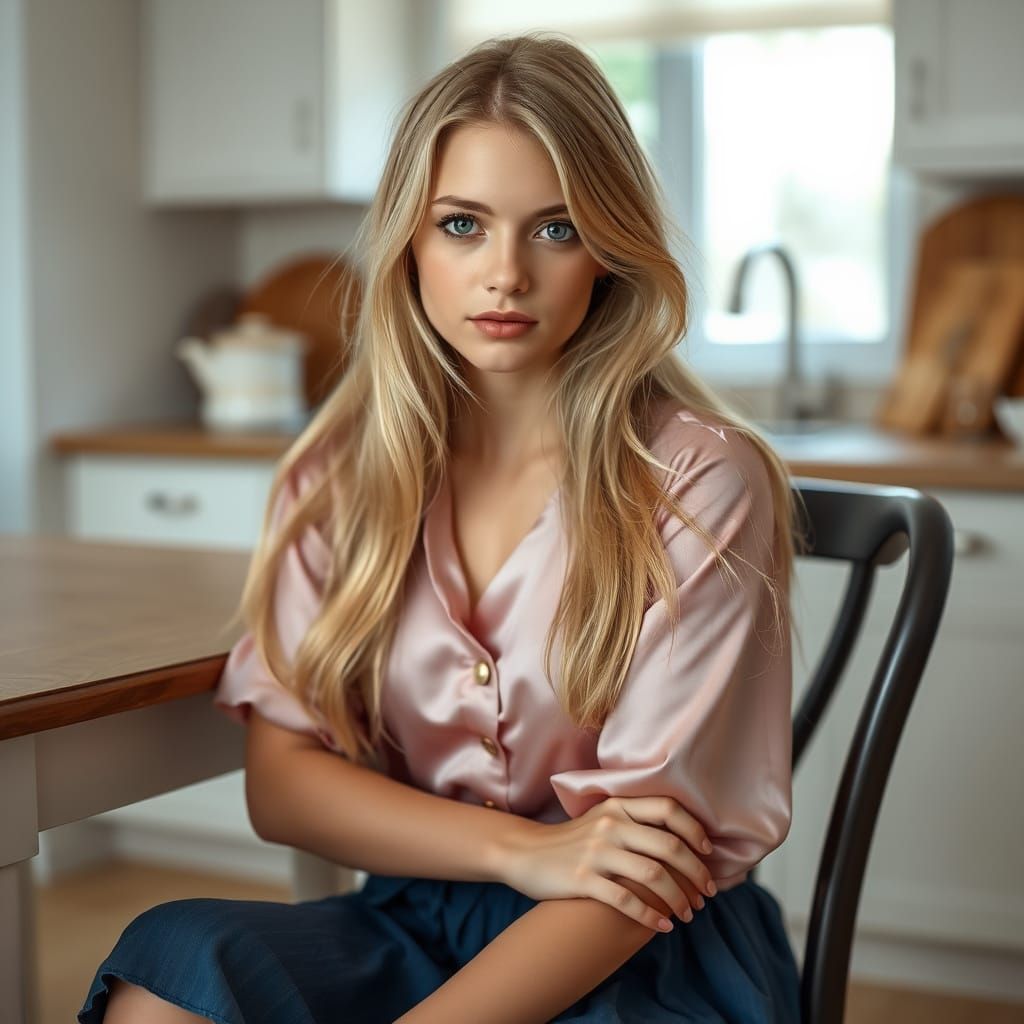 Glamorous Young Woman in Kitchen Interlude