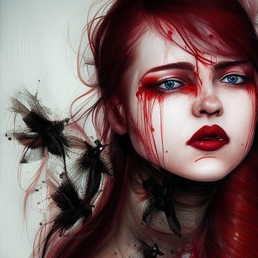 Vampire Beauty Portrait in Art Nouveau Style