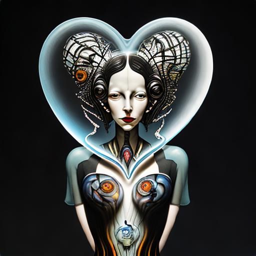 Translucent Glass Heart in Naive Art Style