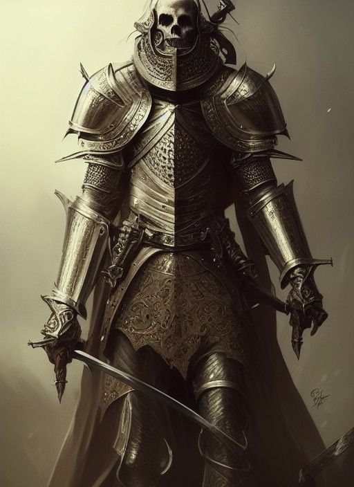 Epic Skull Knight in Hell, Digital Illustration