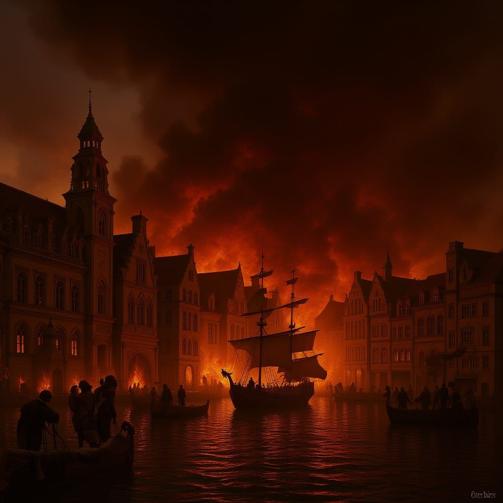 The Great Fire of London, Matte Painting Style