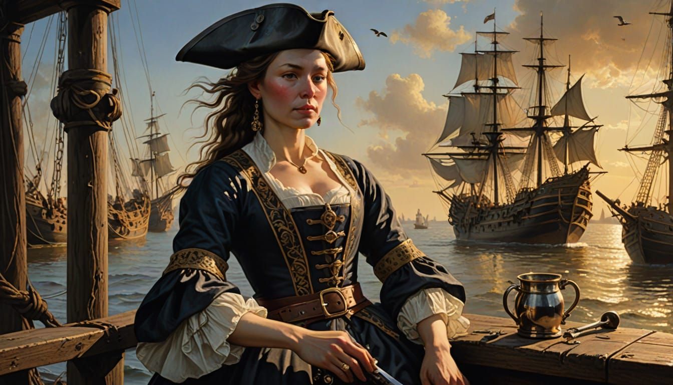 Resolute Pirate Woman on 1720 Port Royal Pier