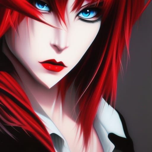 Gothic Noir: A Beautiful Man in Anime Style