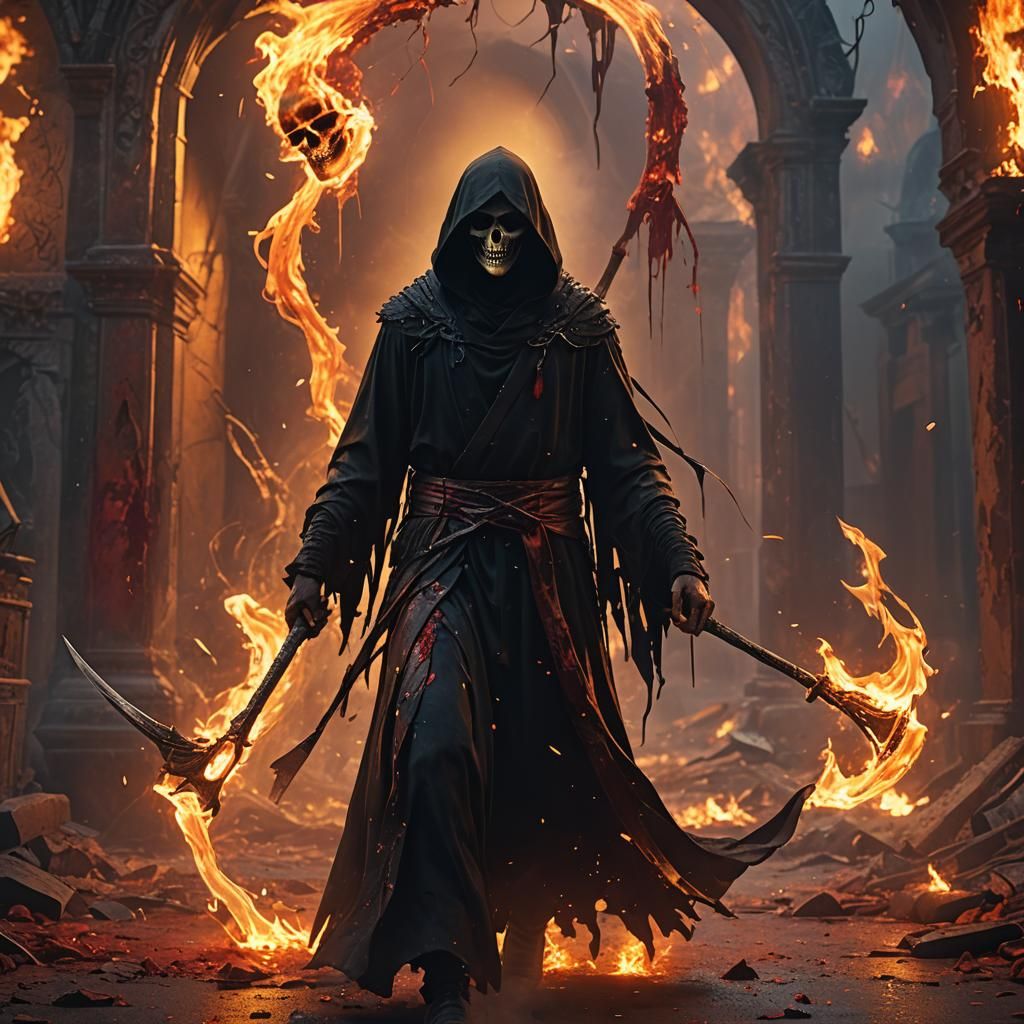 Boy as Grim Reaper in Fantasy Matte Painting