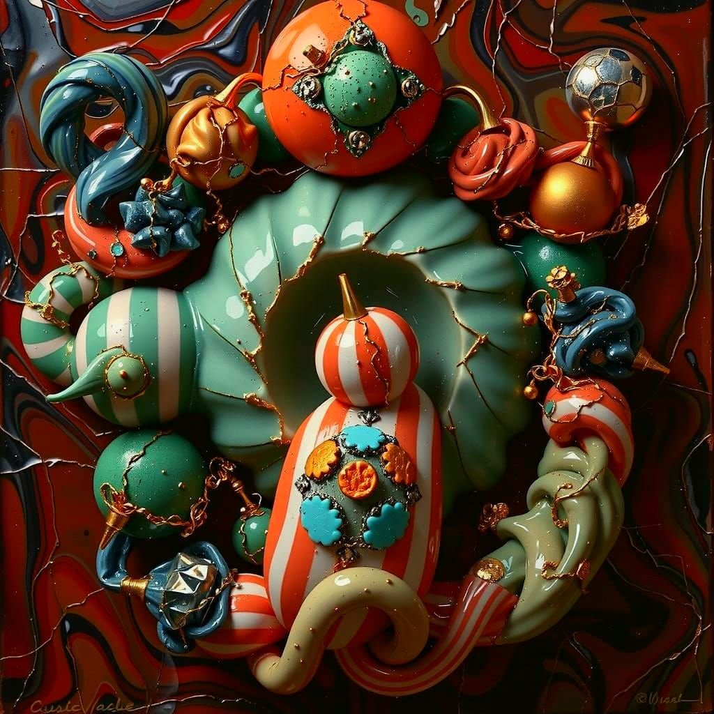 Abstract Swirling Gelato Colors with Bold Stripes