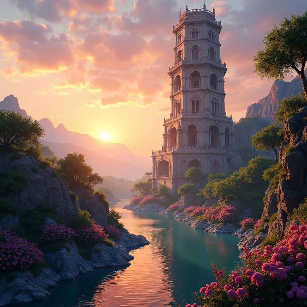 Tower of Babel Sunrise: A Fantasy Realism Concept