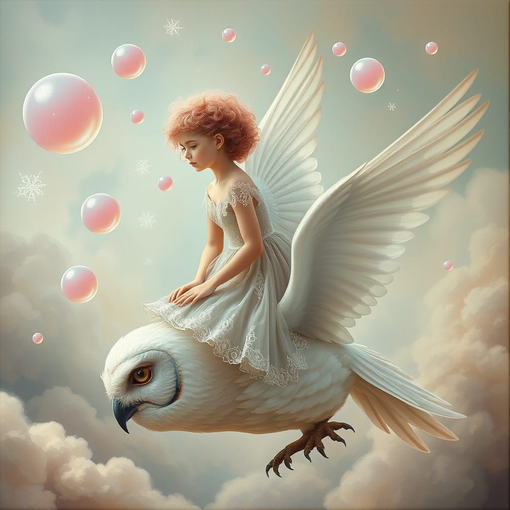 fairy flying on an owl