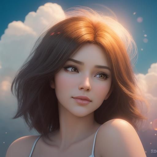 Fiery Woman: 3D Digital Art in Pixar Style