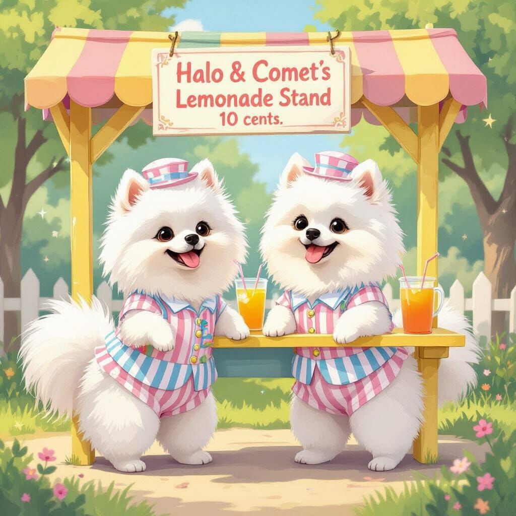 Pomeranians Run Whimsical Lemonade Stand