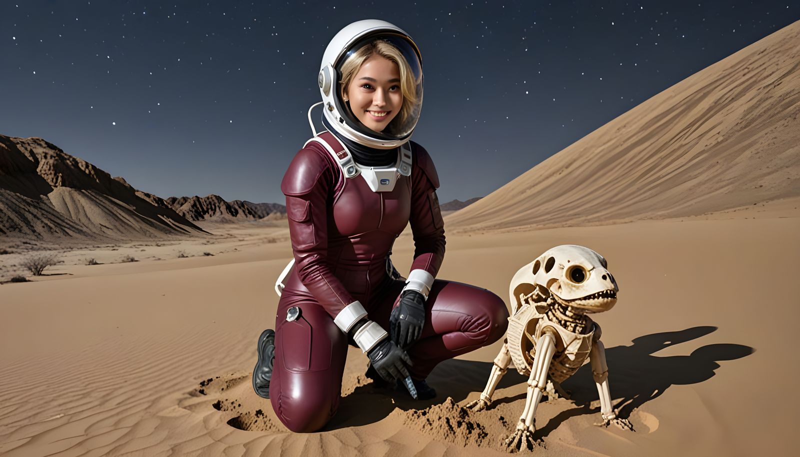 Filipino Astronaut Unearths Fossil on Desert Planet