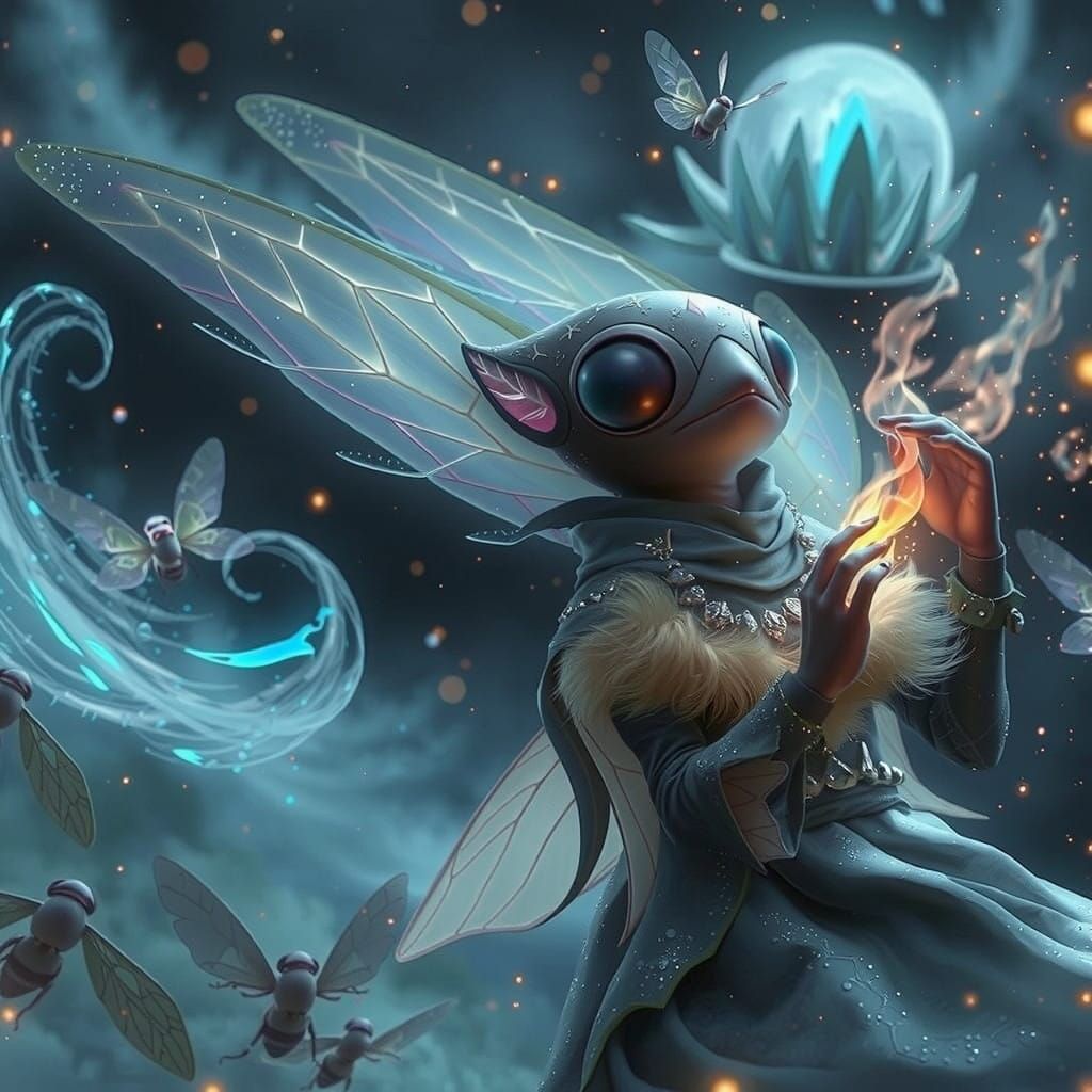 Mystical Firefly in a Whimsical Vortex of Light