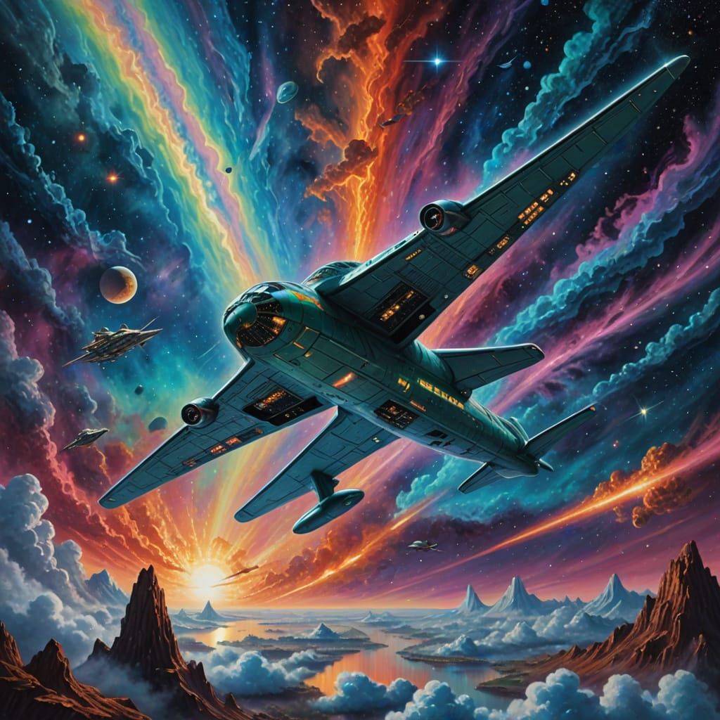 Surreal Cosmic Encounter: Romulan Warbird and Starship Enter...