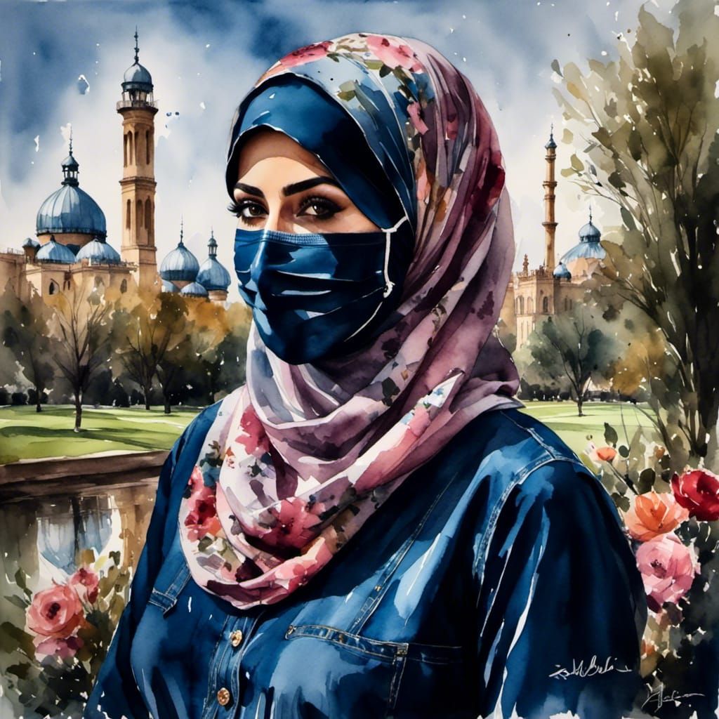 Veiled Woman in Forest, Retro Comic Book Art