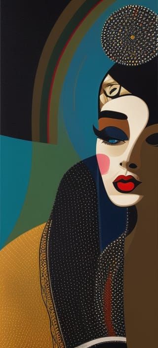 1950s Blonde Woman on Stage in Pop Art Style