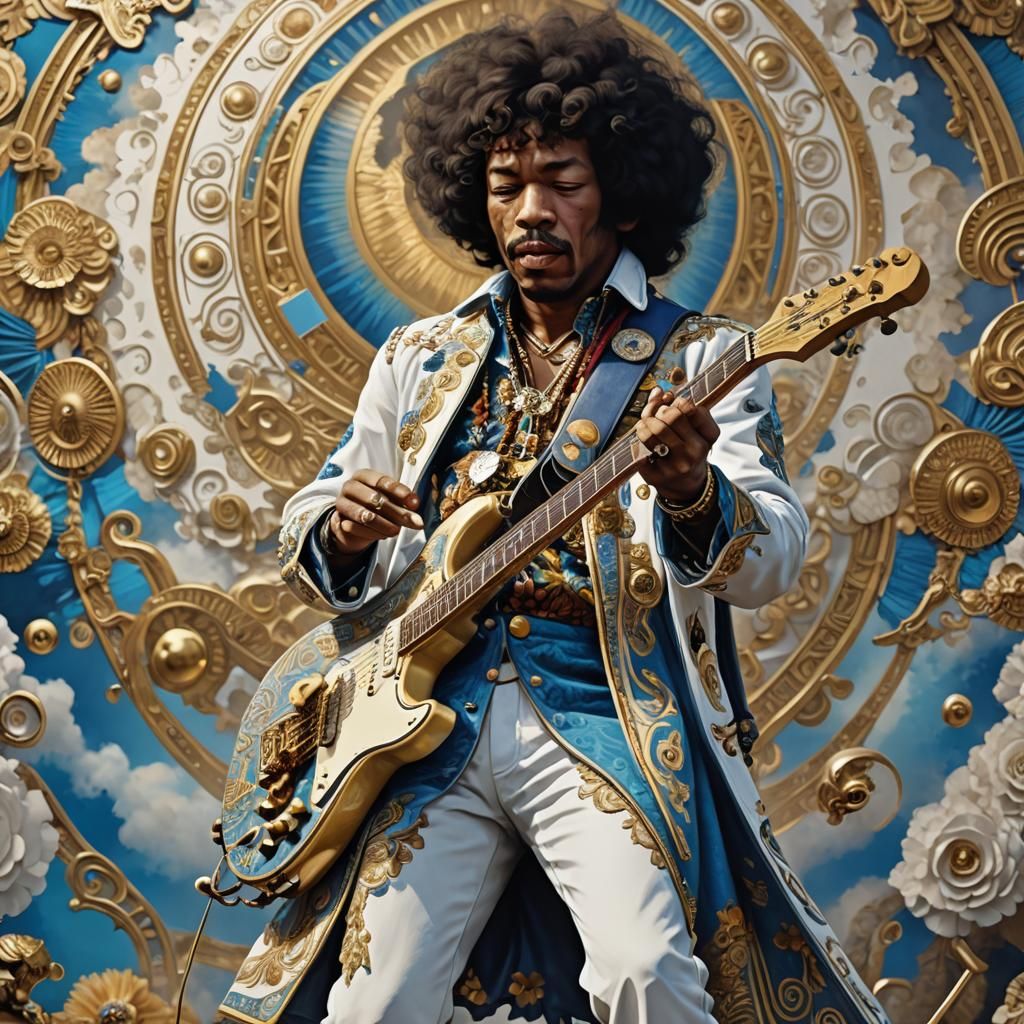 Jimi Hendrix Plays Woodstock in Psychedelic Style