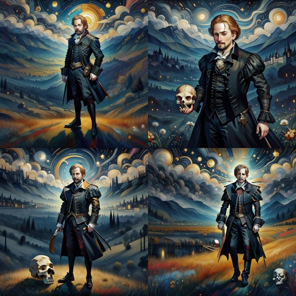 Hamlet Graveyard Scene in Post-Impressionistic Style