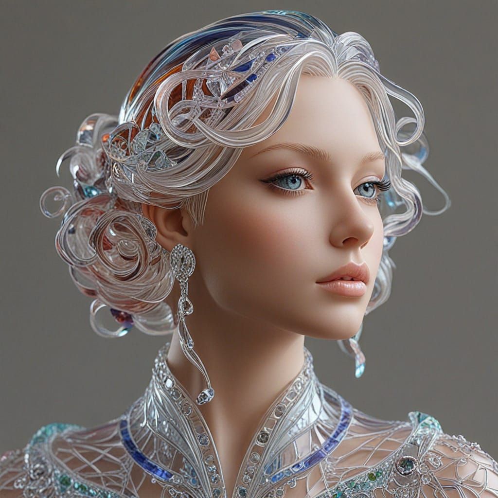Colorful Crystal Sculpture of a Stunning Woman