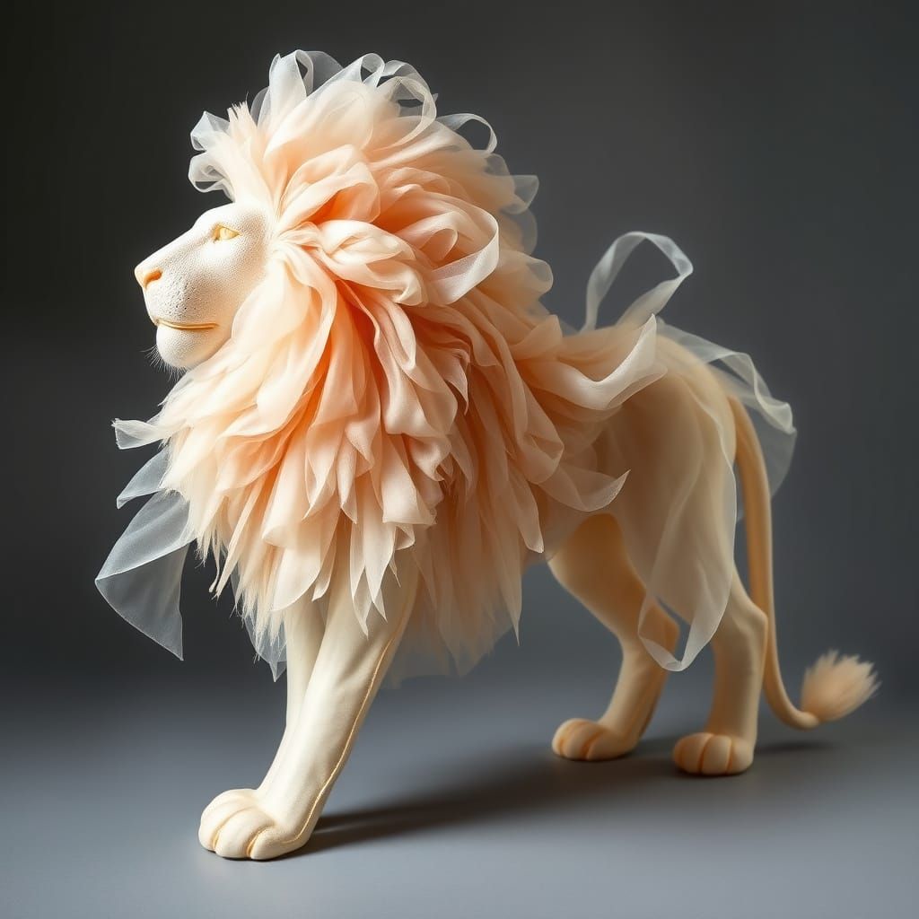 Ethereal Lion Form in Delicate Chiffon Fabric
