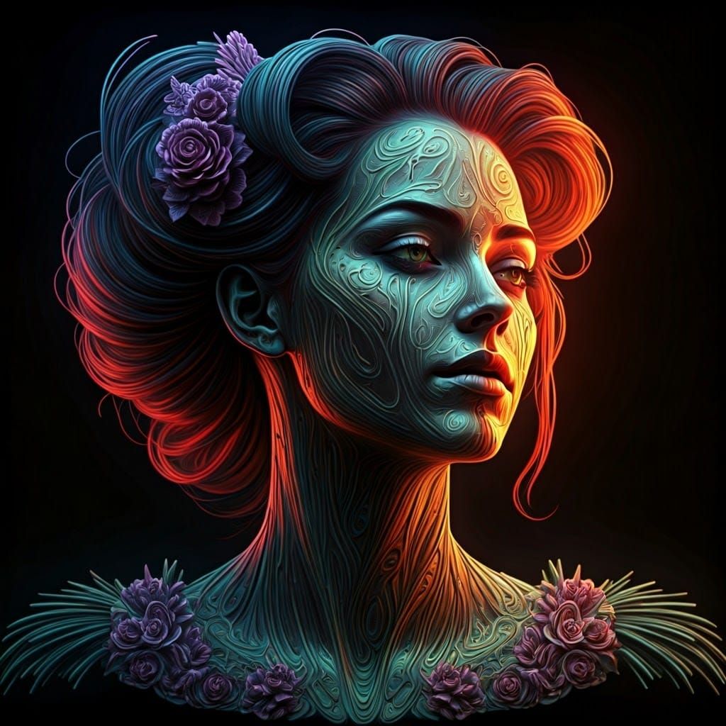 Decadent Woman Portrait in Art Nouveau Style